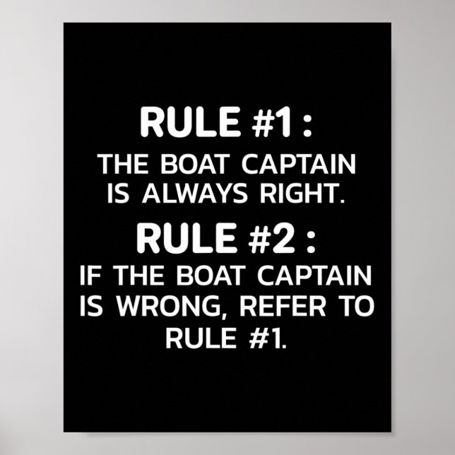 Boat Captain Rules Funny Boating  Poster (Framsidan)