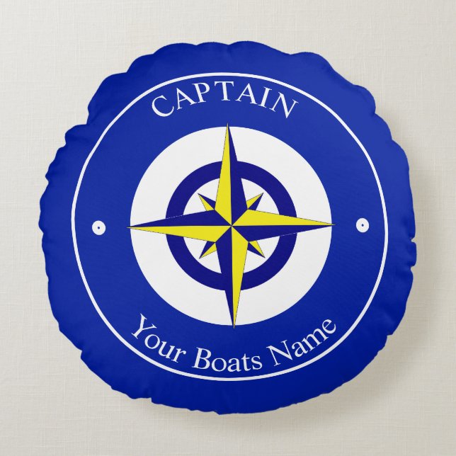 Boat captains nautical rund kudde (Framsidan)