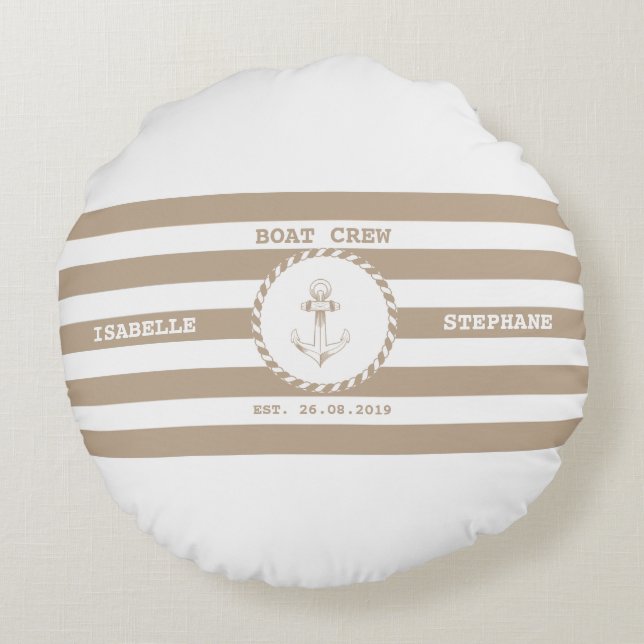 Boat Crew Brown Tyla Rund Kudde (Baksidan)