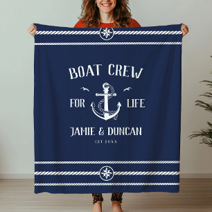 Boat Crew for Life Nautical Modern Custom Name Fle Fleecefilt