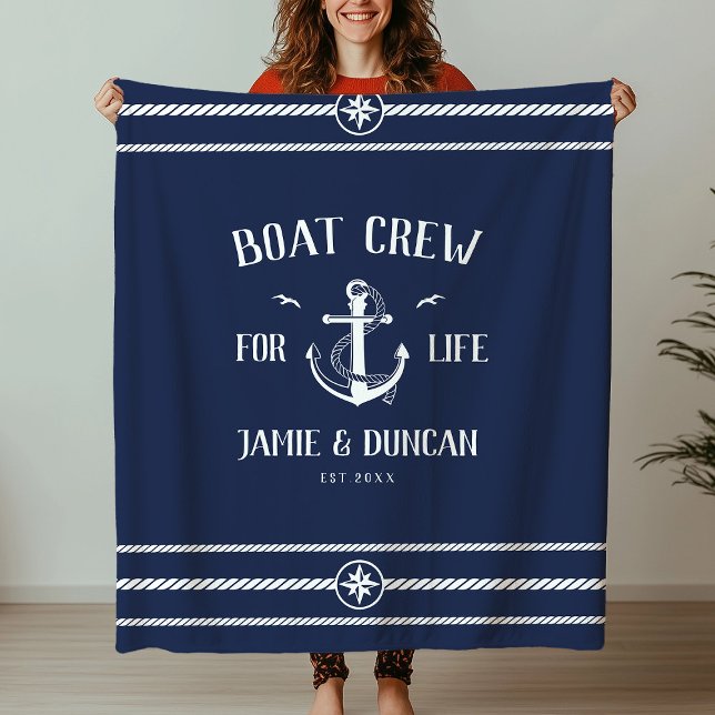 Boat Crew for Life Nautical Modern Custom Name Fle Fleecefilt (Skapare uppladdad)