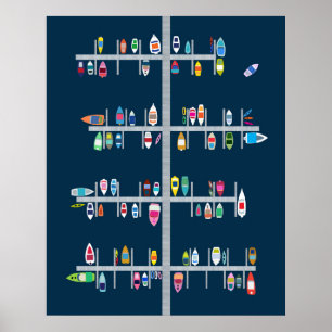 Boat Docks-Multi-on Navy Poster