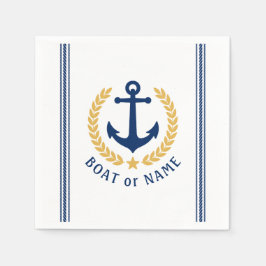Boat eller Family Namn Anchor Laurel Rope Rand Pappersservett
