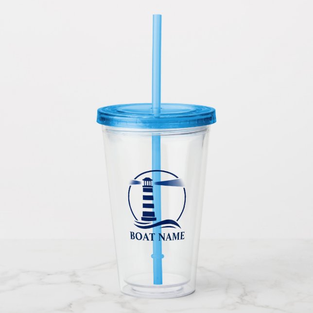 Boat eller Namn Nautical anpassningsbar Lighthouse Take Away Mugg (Framsida)