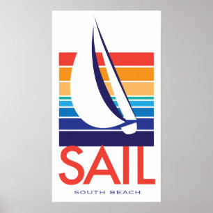 Boat Färg Square_SAIL South Beach Poster