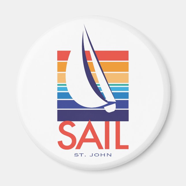 Boat Färg Square_SAIL St. John magnet (Framsidan)