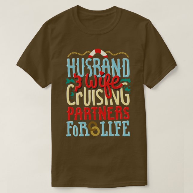 Boat Frakt Cruising Partners for Life Make and W T Shirt (Design framsida)