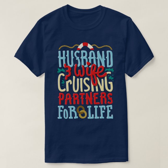 Boat Frakt Cruising Partners for Life Make and W T Shirt (Design framsida)