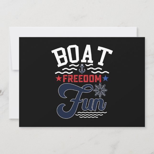 Boat Freedom Roligt 4:e juli Boater Inbjudningar (Framsida)