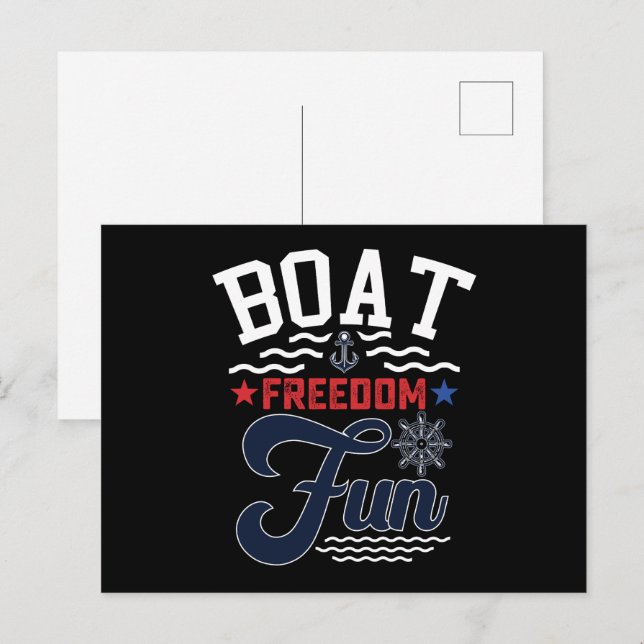 Boat Freedom Roligt 4:e juli Boater Vykort (Fram/baksida)
