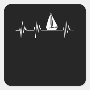 Boat Heartslag Boat Frakt Sailor Cruise Älskare Gr Fyrkantigt Klistermärke
