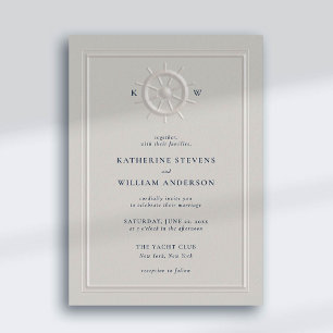 Boat Helm Faux Embossed Classic Ram Chic Bröllop Inbjudningar