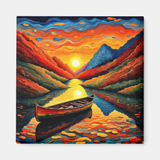 Boat in fjord 15 magnet