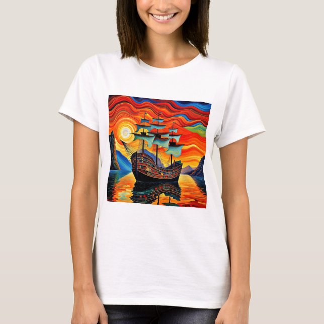 Boat in fjord 5 t shirt (Framsida)