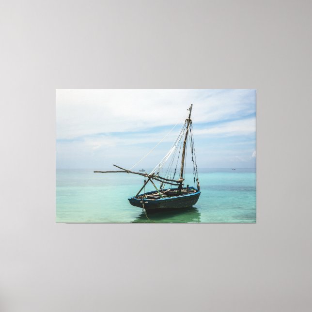 Boat in The Paradise - Haitian Caribbean Canvastryck (Framsida)