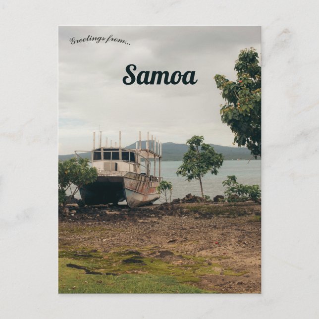 Boat in Upolu Samoa Vykort (Framsida)