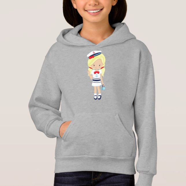 Boat Kapten, Skipper, Cute Girl, Blonde Hair T Shirt (Framsida)