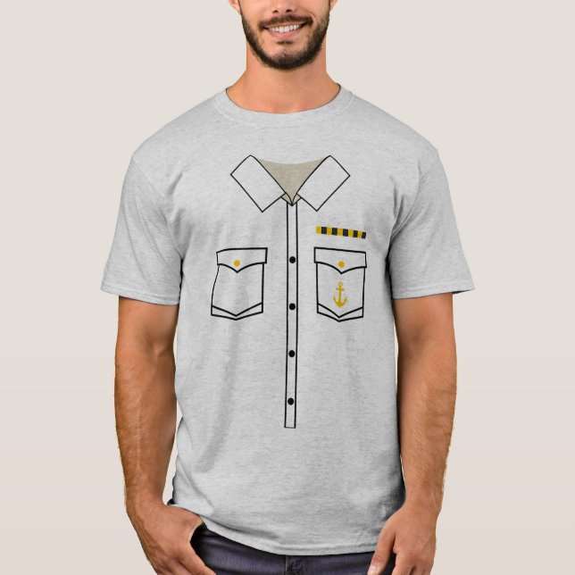 Boat Kapten Uniform Costume Halloween T Shirt (Framsida)