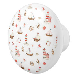 Boat & Lighthouse Ceramic Door Knob Knopp