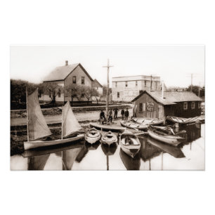 Boat Livery på Belle River Marine City MI Fototryck