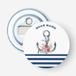 Boat Namn,Anchor Flowers Navy Blue Rand Flasköppnare