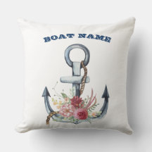 Boat Namn,Anchor Flowers Navy Blue Rand