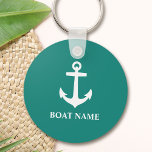 Boat Namn Anchor Nautical Stil Nyckelring<br><div class="desc">Din båt namn eller annan önskad text med ett klassiskt ankare på en nautisk stil-nyckelring.</div>