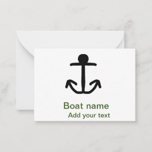 Boat namn anpassningsbar ankarpunkt som seglar und anteckningskort