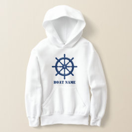 Boat Namn eller Din Frakt Helm Wheel Navy White T Shirt