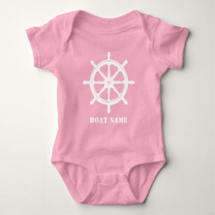 Boat Namn eller Frakt Helm Wheel Rosa White () T Shirt