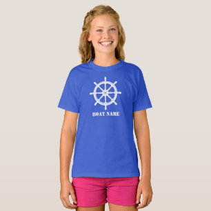 Boat Namn eller Frakt Helm Wheel-Royal Blue T Shirt