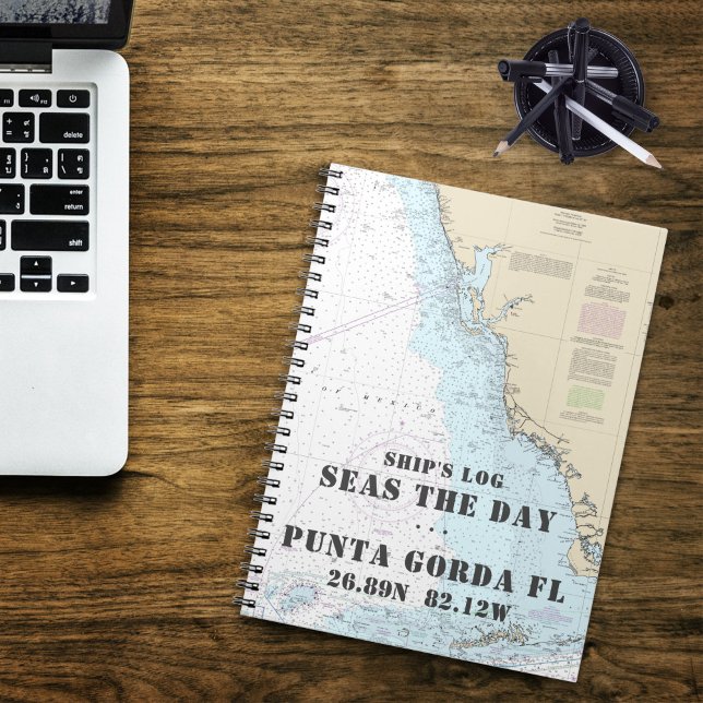 Boat Namn FL Bukt Kusten Nautical Chart Frakt Anteckningsbok Med Spiral (Nautical Journal with Boat Name and Home Port | Customize on Screen Now!)
