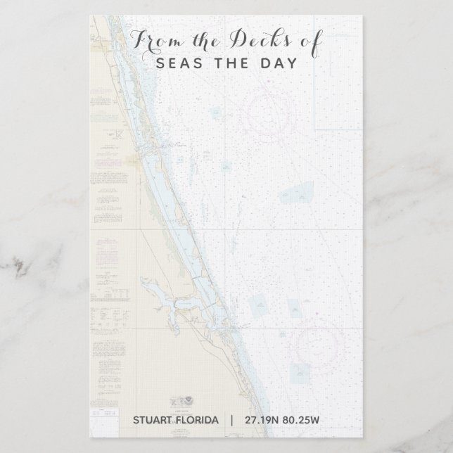 Boat Namn från Decks of Stuart FL Nautical Brevpapper (Framsida)