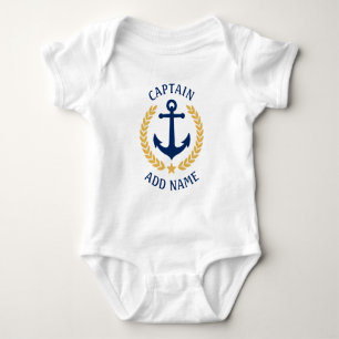Boat Namn kapten Anchor Guld Laurel Löv Star T Shirt