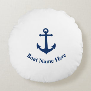Boat Namn med Vintage ankare Rund Kudde