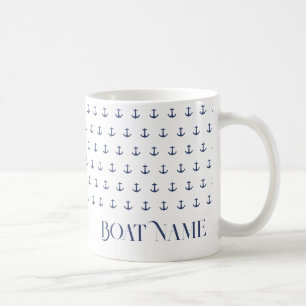 Boat Namn Nautical Anchor Coastal Blue Kaffemugg