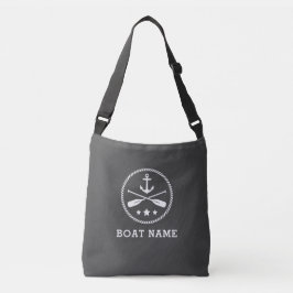 Boat Namn Nautical Anchor Oars Rope Stars Grått Axelväska
