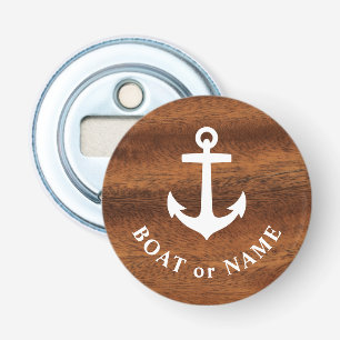 Boat Namn Nautical Classic Anchor Wood Stil Round Flasköppnare