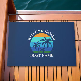 Boat Namn Sol Handflatan Träd  Välkomna Aboard Blu