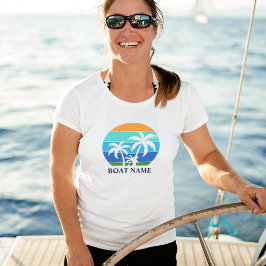 Boat Namn Sol Handflatan Träd White T Shirt