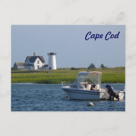 Boat och fyr Chatham Cape Cod Vykort