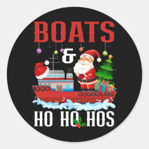 Boat och Ho vid jultomten Santa Cruising Humor Runt Klistermärke