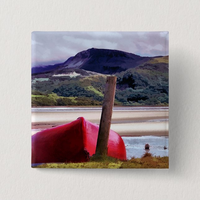 BOAT OCH MOUNTAIN LANDSCAPE KNAPP (Framsida)
