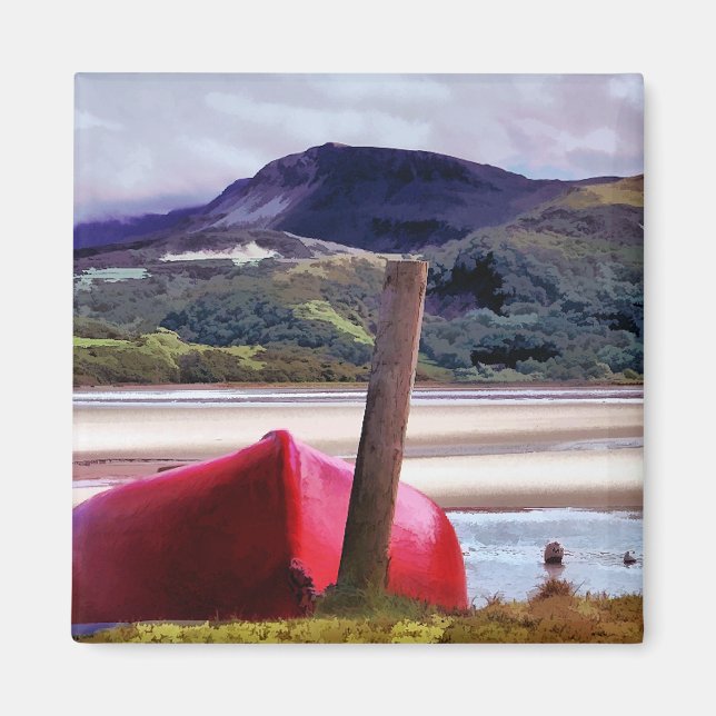 BOAT OCH MOUNTAIN LANDSCAPE MAGNET (Framsidan)