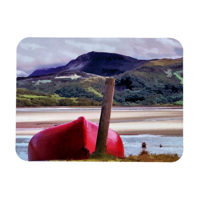 BOAT OCH MOUNTAIN LANDSCAPE MAGNET (Horisontell)