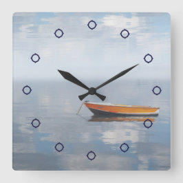 Boat och Reflated Peace Photo Wall Clock Fyrkantig Klocka