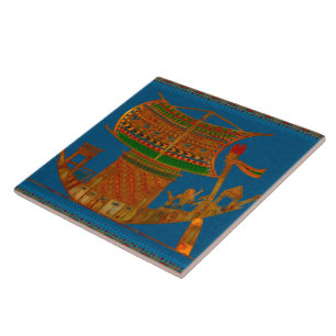 Boat of Reeds Egyptian Folk Art Kakelplatta