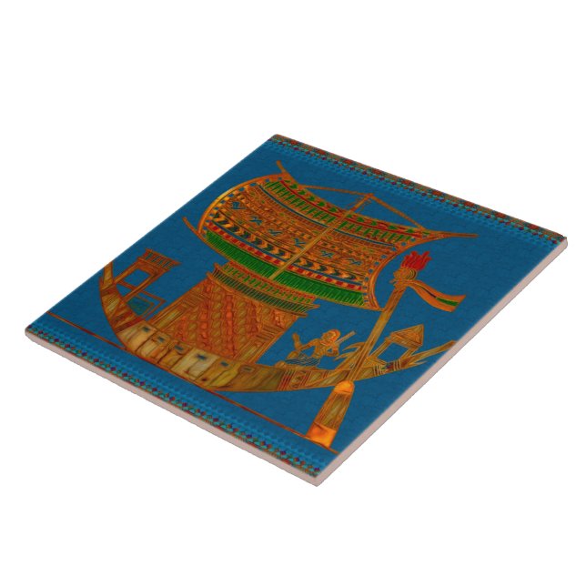 Boat of Reeds Egyptian Folk Art Kakelplatta (Sidan)