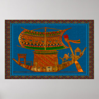 Boat of Reeds Egyptian Folk Art Poster