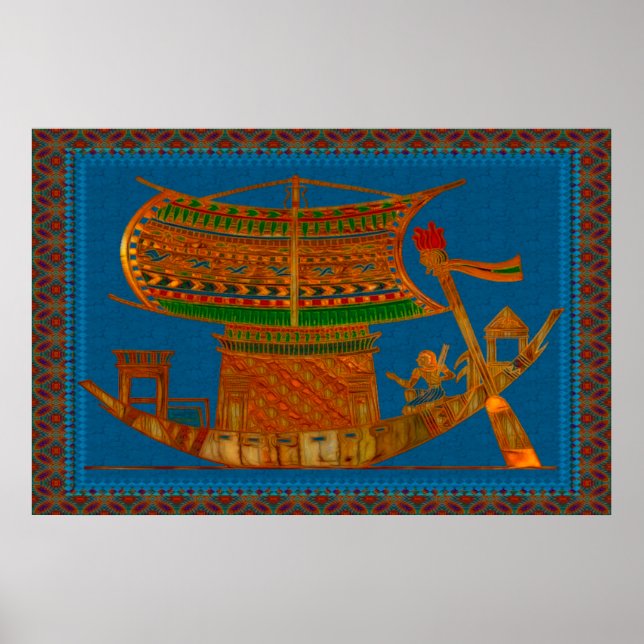 Boat of Reeds Egyptian Folk Art Poster (Framsidan)